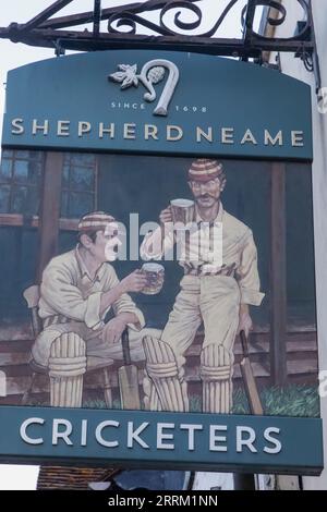 England, Kent, Canterbury, Cricketers Pub Sign Stock Photo