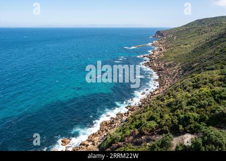 Peaceful shoreline of Cape Spartel near Tangier, Morocco Stock Photo