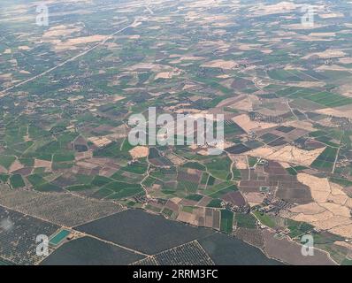 Aerial view of Moroccan countryside seen from an airplane Stock Photo