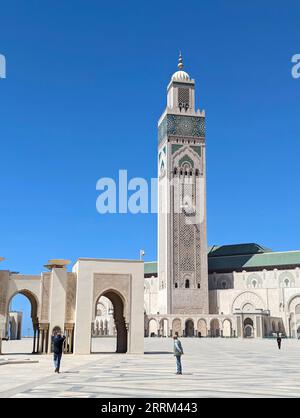 Exterior of the famous Hassan II Mosque at the coast of Casablanca, Morocco Stock Photo