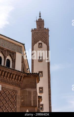 Richly ornated Mohammed V mosque in downtown Agadir Morocco Stock Photo