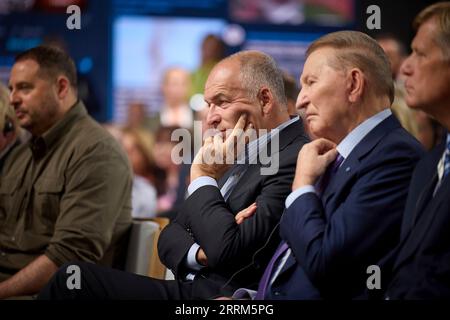 Kyiv, Ukraine. 08th Sep, 2023. Victor Pinchuk, center, billionaire founder of EastOne group, listens to speakers at the 18th meeting of the Yalta European Strategy conference, September 8, 2023 in Kyiv, Ukraine. Credit: Ukraine Presidency/Ukrainian Presidential Press Office/Alamy Live News Stock Photo
