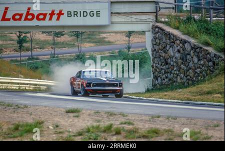 Parnelli Jones in a Shelby Racing Ford Mustang at the 1969 Trans Am race at  Circuit Mont-Tremblant in St. Jovite, Quebec, DNF Stock Photo