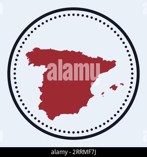 Spain round stamp. Round logo with country map and title. Stylish minimal Spain badge with map. Vector illustration. Stock Vector