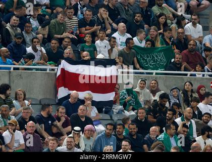 Fans waving flags during the international friendly match at St. James' Park, Newcastle upon Tyne. Picture date: Friday September 8, 2023. Stock Photo