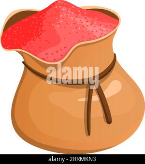 Canvas bag with red spice. Cartoon condiment icon isolated on white background Stock Vector