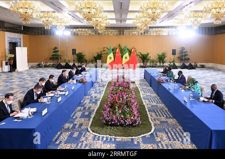 221115 -- BALI, Nov. 15, 2022 -- Chinese President Xi Jinping meets with Senegalese President Macky Sall in Bali, Indonesia, Nov. 15, 2022.  INDONESIA-BALI-CHINA-XI JINPING-SENEGAL-SALL-MEETING ZhangxLing PUBLICATIONxNOTxINxCHN Stock Photo
