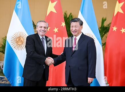 221115 -- BALI, Nov. 15, 2022 -- Chinese President Xi Jinping meets with Argentine President Alberto Fernandez in Bali, Indonesia, Nov. 15, 2022.  INDONESIA-BALI-CHINA-XI JINPING-ARGENTINA-FERNANDEZ-MEETING RaoxAimin PUBLICATIONxNOTxINxCHN Stock Photo