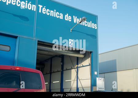 Ourense, Spain 09 07 2023: Vehicle waiting for technical inspection, ITV Stock Photo