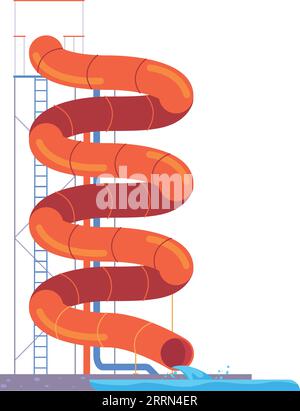 Plastic spiral tube. Water park attraction ride isolated on white background Stock Vector