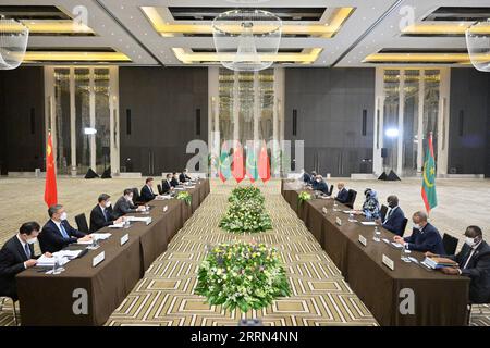 221209 -- RIYADH, Dec. 9, 2022 -- Chinese President Xi Jinping meets with Mauritanian President Mohamed Ould Ghazouani in Riyadh, Saudi Arabia, Dec. 9, 2022.  SAUDI ARABIA-RIYADH-XI JINPING-MAURITANIA-PRESIDENT-MEETING YuexYuewei PUBLICATIONxNOTxINxCHN Stock Photo