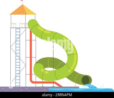 Plastic pipe ride. Water park amusement attraction isolated on white background Stock Vector