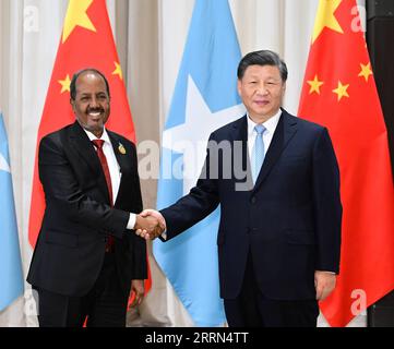 221209 -- RIYADH, Dec. 9, 2022 -- Chinese President Xi Jinping meets with Somali President Hassan Sheikh Mohamud in Riyadh, Saudi Arabia, Dec. 9, 2022.  SAUDI ARABIA-RIYADH-XI JINPING-SOMALIA-PRESIDENT-MEETING YuexYuewei PUBLICATIONxNOTxINxCHN Stock Photo