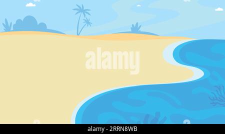 Sand coast background. Tropical ocean beach landscape. Vector illustration Stock Vector