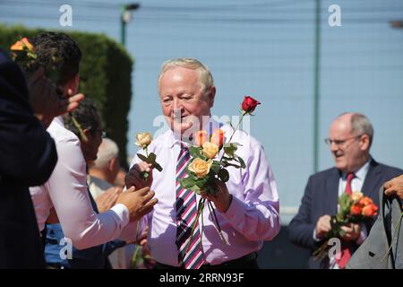 Paris, France. 07th Sep, 2023. Jim Higgins, Irish Minister of State (1997-2002) and MEP (2004-2014), and Senator Gerry Horkan, seen during the conference. Iran Nationwide Uprising occasion will be held on September 16, and in 2022 the conference was held at the NCRI HQ near Paris. (Photo by Siavosh Hosseini/SOPA Images/Sipa USA) Credit: Sipa USA/Alamy Live News Stock Photo