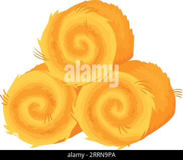 Hay rolls stack. Farm harves. Drying grass isolated on white background Stock Vector