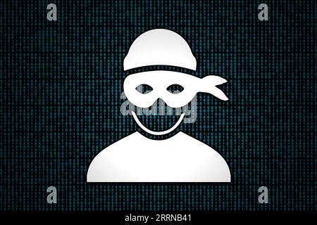 Ransomware on a binary code background. Stock Photo