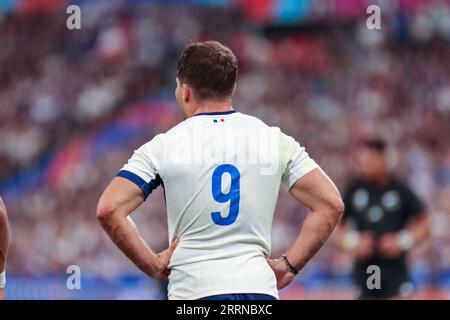 Saint Denis, France. 08th Sep, 2023. Paris Antoine Dupont (France) during the Rugby World Cup 2023 Opening Match between France and New Zealand at Stade de France, Saint Denis, Paris, France on Friday 8th September (Claire Jeffrey/SPP) Credit: SPP Sport Press Photo. /Alamy Live News Stock Photo