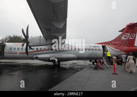 Bora Bora, French Polynesia. 5th Sep, 2023. Passengers board an AIR TAHITI flight from Bora Bora to Tahiti at Bora Bora Airport on September 5, 2023 in Bora Bora French Polynesia. (Credit Image: © Bryan Smith/ZUMA Press Wire) EDITORIAL USAGE ONLY! Not for Commercial USAGE! Stock Photo