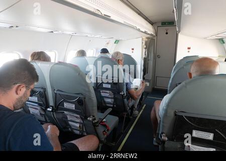 Bora Bora, French Polynesia. 5th Sep, 2023. Passengers aboard an AIR TAHITI flight from Bora Bora to Tahiti at Bora Bora Airport on September 5, 2023 in Bora Bora French Polynesia. (Credit Image: © Bryan Smith/ZUMA Press Wire) EDITORIAL USAGE ONLY! Not for Commercial USAGE! Stock Photo