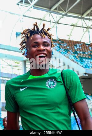 UYO, NIGERIA - SEPTEMBER 8:   Samuel Chukwueze of Super Eagles during a training section in preparation for the 2023 African Cup Of Nations qualifiers Stock Photo