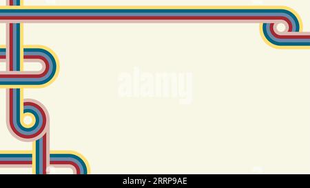 Intertwined bended multi colored lines pattern. Vintage background. Stock Vector