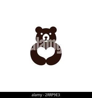 Love Bear logo Design. Bear Vector Illustration Stock Vector
