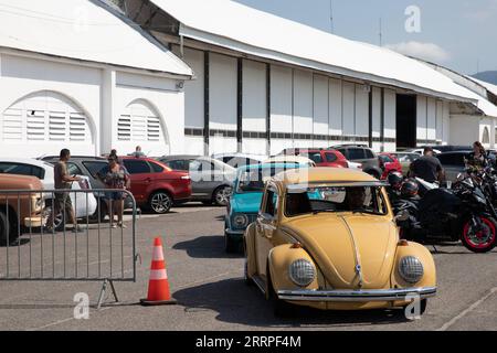 230320 -- RIO DE JANEIRO, March 20, 2023 -- Antique cars are pictured during an event for car hobbyists in Rio de Janeiro, Brazil, on March 19, 2023.  BRAZIL-RIO DE JANEIRO-CAR HOBBYIST EVENT WangxTiancong PUBLICATIONxNOTxINxCHN Stock Photo