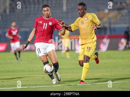 Cairo, Egypt. 8th Sep, 2023. Mahmoud Hamada Awad (R) of Egypt competes ...