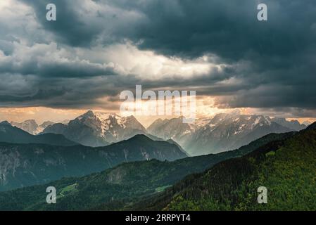 Dramatic sky mountains Stock Photo