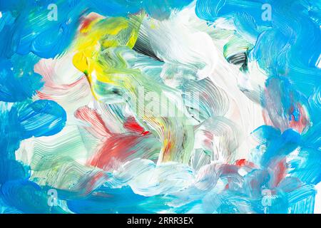 Strokes Multicolored Oil Paint On Palette Stock Photo 2344303905