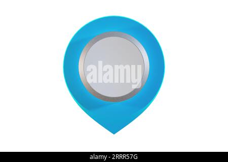 3D Illustration, Map pointers icon metal style ,  Location icons or geolocations.  design element .  Pointer icon pin on the map with space for text. Stock Photo