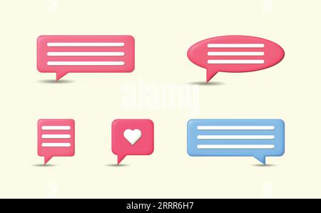 3d speak message text speech bubbles set Stock Vector