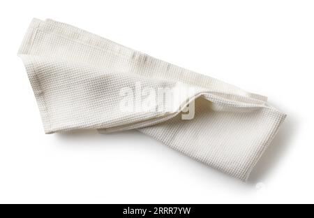 white folded cotton napkin isolated on white background, top view Stock Photo