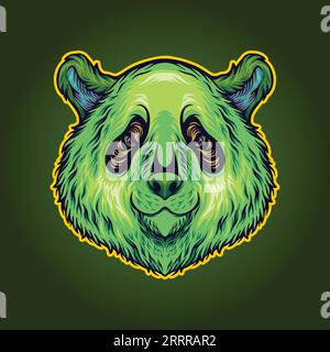 Stoned life cannabis happy panda vector illustrations for your work logo, merchandise t-shirt, stickers and label designs, poster, greeting cards Stock Vector