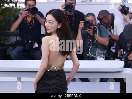 230522 -- CANNES, May 22, 2023 -- Chinese actress Zhou Dongyu poses during a photocall for the film Ran Dong The Breaking Ice at the 76th edition of the Cannes Film Festival in Cannes, southern France, on May 22, 2023. Photo by /Xinhua FRANCE-CANNES-FILM FESTIVAL-THE BREAKING ICE-PHOTOCALL LixBohan PUBLICATIONxNOTxINxCHN Stock Photo