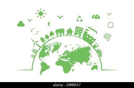 Ecology surrounding environment recycle green city development on earth Stock Vector
