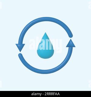 3d water drop natural renewable recycle arrow Stock Vector