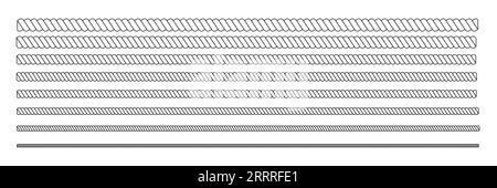 Rope thread lines different thickness set Stock Vector