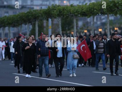 230529 -- ANKARA, May 29, 2023 -- Supporters of Turkish President Recep Tayyip Erdogan celebrate in Ankara, T¹rkiye, May 28, 2023. Turkish President Recep Tayyip Erdogan was declared the winner of the presidential election on Sunday, sending him to another five years in office. /Handout via Xinhua TRKIYE-ANKARA-ERDOGAN-WINNER-PRESIDENTIAL ELECTION MustafaxKaya PUBLICATIONxNOTxINxCHN Stock Photo