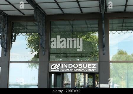 Geneva, switzerland. August 13. 2023. Indosuez bank. French Bank formerly Bank of Indochina. Stock Photo