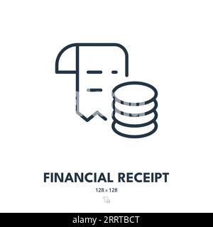 Financial Receipt Icon. Transaction, Cheque, Bill. Editable Stroke. Simple Vector Icon Stock Vector