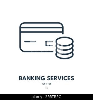 Banking Services Icon. Finance, Bank, Card. Editable Stroke. Simple Vector Icon Stock Vector