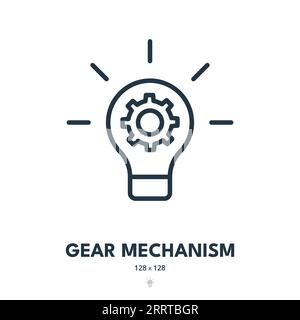 Gear Mechanism Icon. Cog, Wheel, Mechanical. Editable Stroke. Simple Vector Icon Stock Vector