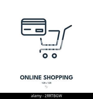 Online Shopping Icon. E-commerce, Store, Shop. Editable Stroke. Simple Vector Icon Stock Vector