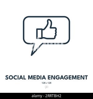 Social Media Engagement Icon. Community, Comment, Like. Editable Stroke. Simple Vector Icon Stock Vector