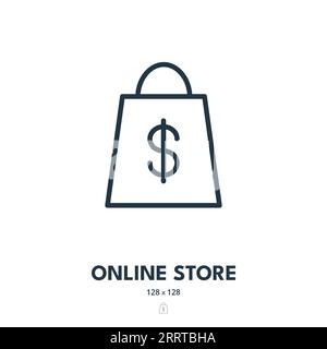 Online Store Icon. Shop, E-commerce, Shopping bag. Editable Stroke. Simple Vector Icon Stock Vector