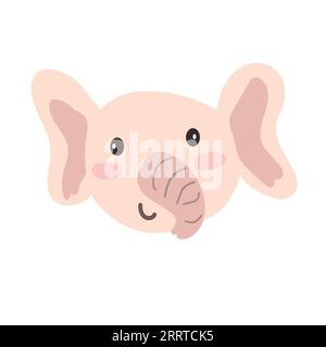 cute simple portrait face of elephant, animal head Stock Vector
