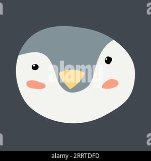 cute portrait of animal penguin on dark background Stock Vector