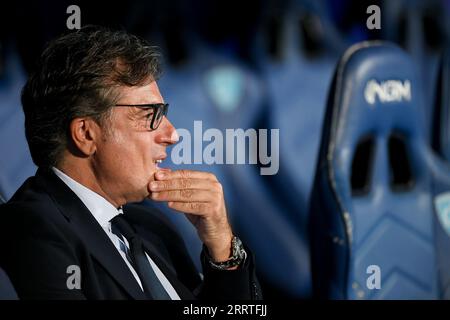 Cristiano Giuntoli sport director of Juventus FC looks on during the Serie A Tim match between Empoli FC and Juventus FC at Stadio Carlo Castellani on September 3, 2023 in Empoli, Italy. Stock Photo